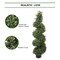4ft Spiral Boxwood Topiary Tree - 2-Pack, Black Pot, Indoor/Outdoor Decor, Ideal for Patios, Offices, Entrances - Year-Round Use, Floral Home by Artificial Flowers